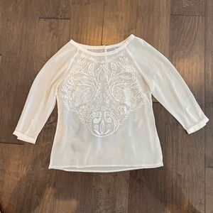 White Embroidered H&M Top Large